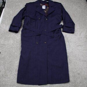 VTG J. Gallery Trench Coat Womens 11/12 Purple Belted Removable Lining Jacket